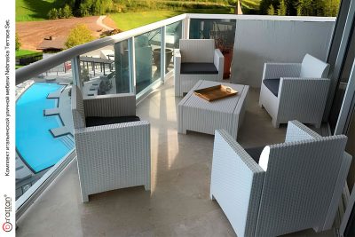 Комплект мебели НЕБРАСКА ТЕРРАСА Сет / NEBRASKA TERRACE Set (стол, 2 кресла), белый