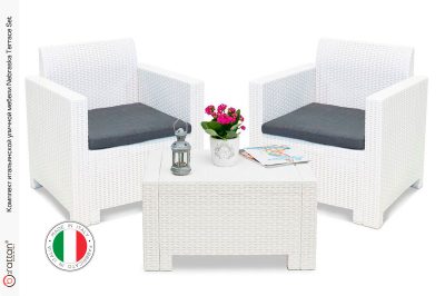 Комплект мебели НЕБРАСКА ТЕРРАСА Сет / NEBRASKA TERRACE Set (стол, 2 кресла), белый
