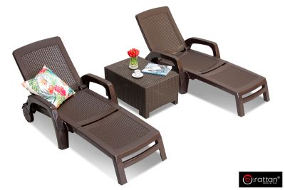 Шезлонг B:rattan МАЙАМИ / MIAMI складной, коричневый (дисконт)