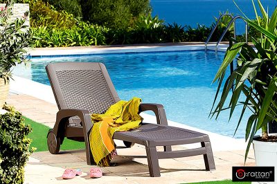 Шезлонг B:rattan МАЙАМИ / MIAMI складной, коричневый (дисконт)