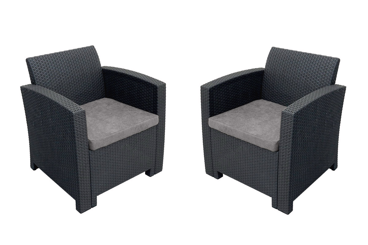АРИЗОНА / ARIZONA b:rattan, Кресло (2шт.), антрацит (2 подушки) АРИЗОНА / ARIZONA b:rattan, Кресло (2шт.), антрацит (2 подушки)