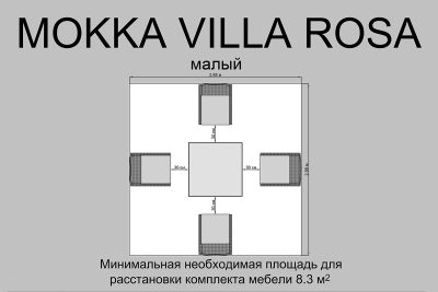 Комплект плетеной  мебели MOKKA ВИЛЛА РОСА / VILLA ROSA (4 кресла) + 4 подушки