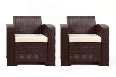 Раттан Премиум / Rattan Premium, комплект из 2-х кресел в цвете венге с подушками