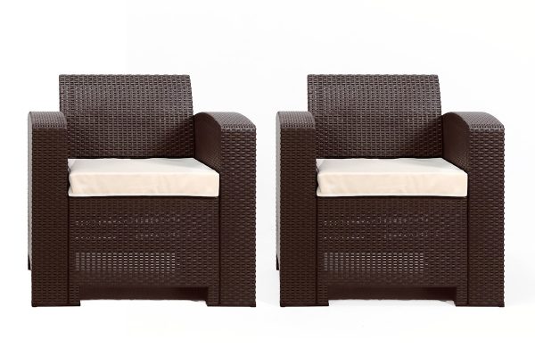 Раттан Премиум / Rattan Premium, комплект из 2-х кресел в цвете венге с подушками