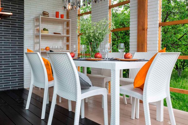Комплект пластиковой мебели Бика ВИРДЖИНИЯ / Bica VIRGINIA, 6 стульев + 1 стол, белый