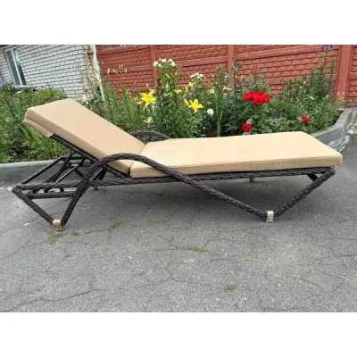 Шезлонг Relax 7034П коричневый с бежевой подушкой — изображение 5