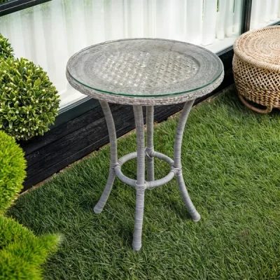 Стол садовый кофейный круглый DECO D60 5045П Серый