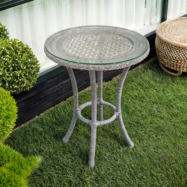 Стол садовый кофейный круглый DECO D60 5045П Серый