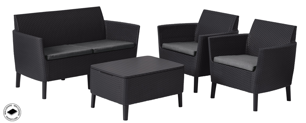 Набор уличной мебели (диван, 2 кресла, столик) Salemo 2-sofa set, графит Набор уличной мебели (диван, 2 кресла, столик) Salemo 2-sofa set, графит