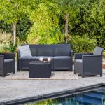Набор уличной мебели (трехместная скамья,стол, два кресла) Elodie 5 seater Set, графит