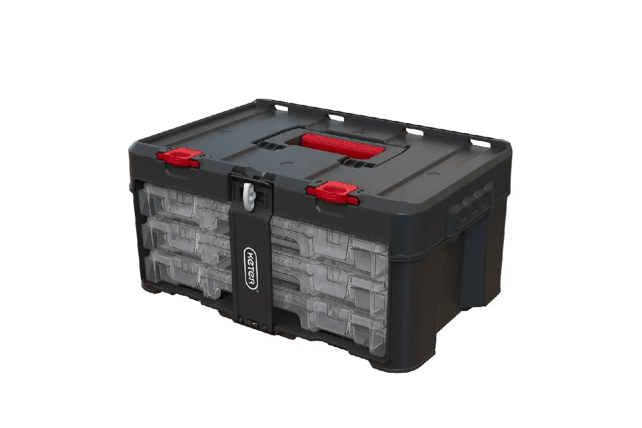 Ящик для инструментов Keter Stack'N'Roll 3 Organizers Set, чёрный/красный Ящик для инструментов Keter Stack'N'Roll 3 Organizers Set, чёрный/красный