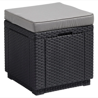 Пуф садовый с подушкой Keter Cube, графит