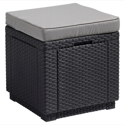Пуф садовый с подушкой Keter Cube, графит