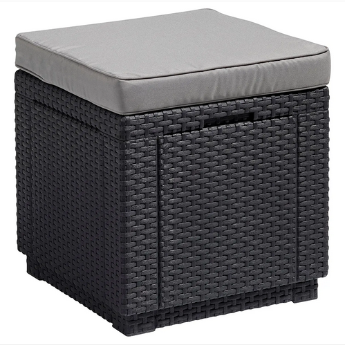 Пуф садовый с подушкой Keter Cube, графит Пуф садовый с подушкой Keter Cube, графит
