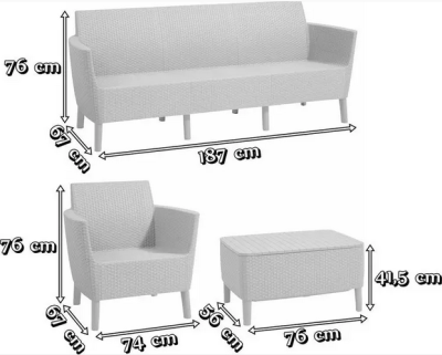 Набор садовой мебели Keter Salemo 3 seater set, капучино
