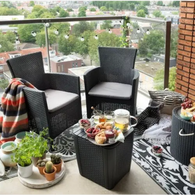 Комплект мебели Iowa balcony (два кресла и столик-сундук), графит