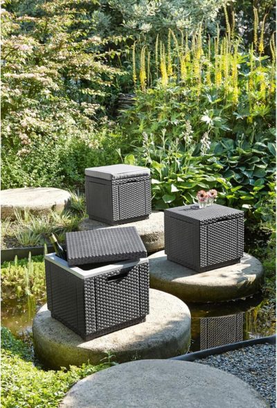 Пуф садовый с подушкой Keter Cube, коричневый