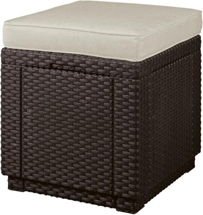 Пуф садовый с подушкой Keter Cube, коричневый