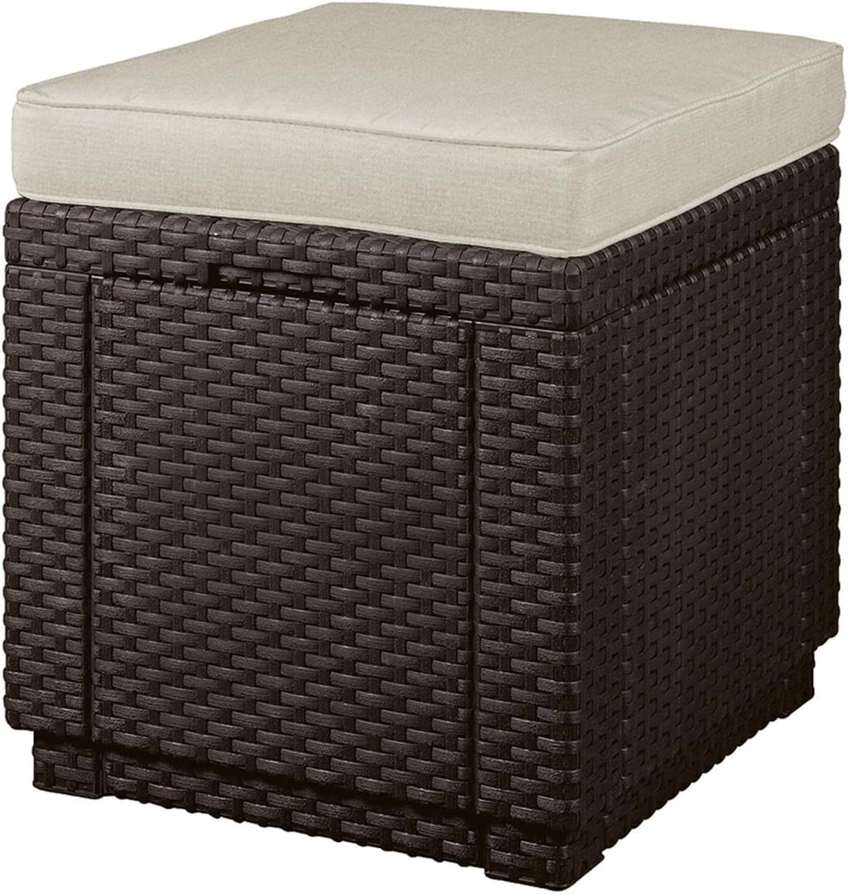 Пуф садовый с подушкой Keter Cube, коричневый Пуф садовый с подушкой Keter Cube, коричневый
