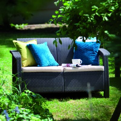 Диван под искусственный ротанг Corfu Love Seat, коричневый
