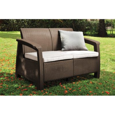 Диван под искусственный ротанг Corfu Love Seat, коричневый