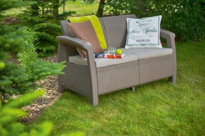 Диван под искусственный ротанг Corfu Love Seat, коричневый