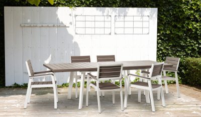 Стол раскладной Harmony extend table Keter, белый/капучино