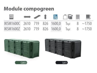 Компостер Module Compogreen 1600 л, черный
