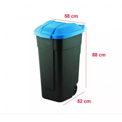 Урна для мусора на колесах Refuse Bin 110л, черный/синий