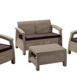 Набор уличной  мебели Corfu Set (диван двухместный, два кресла ,столик), капучино